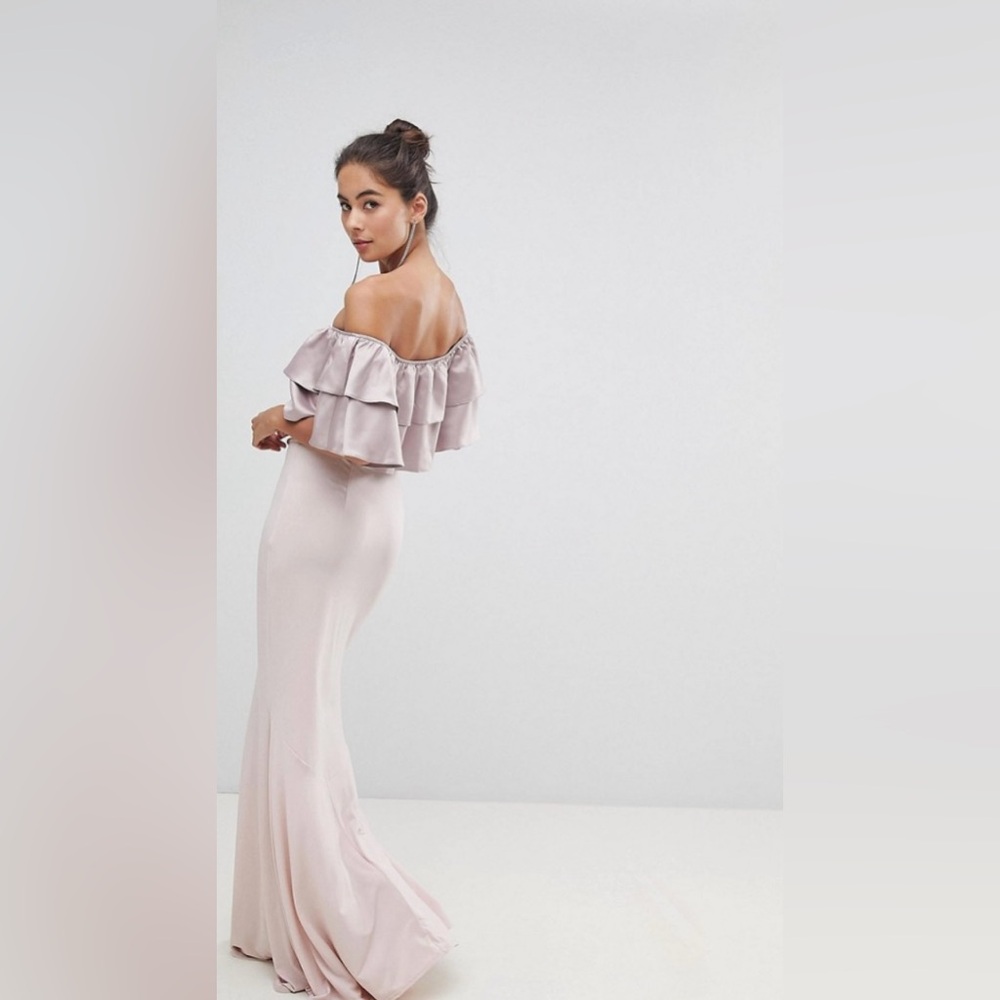silver bloom frill maxi dress